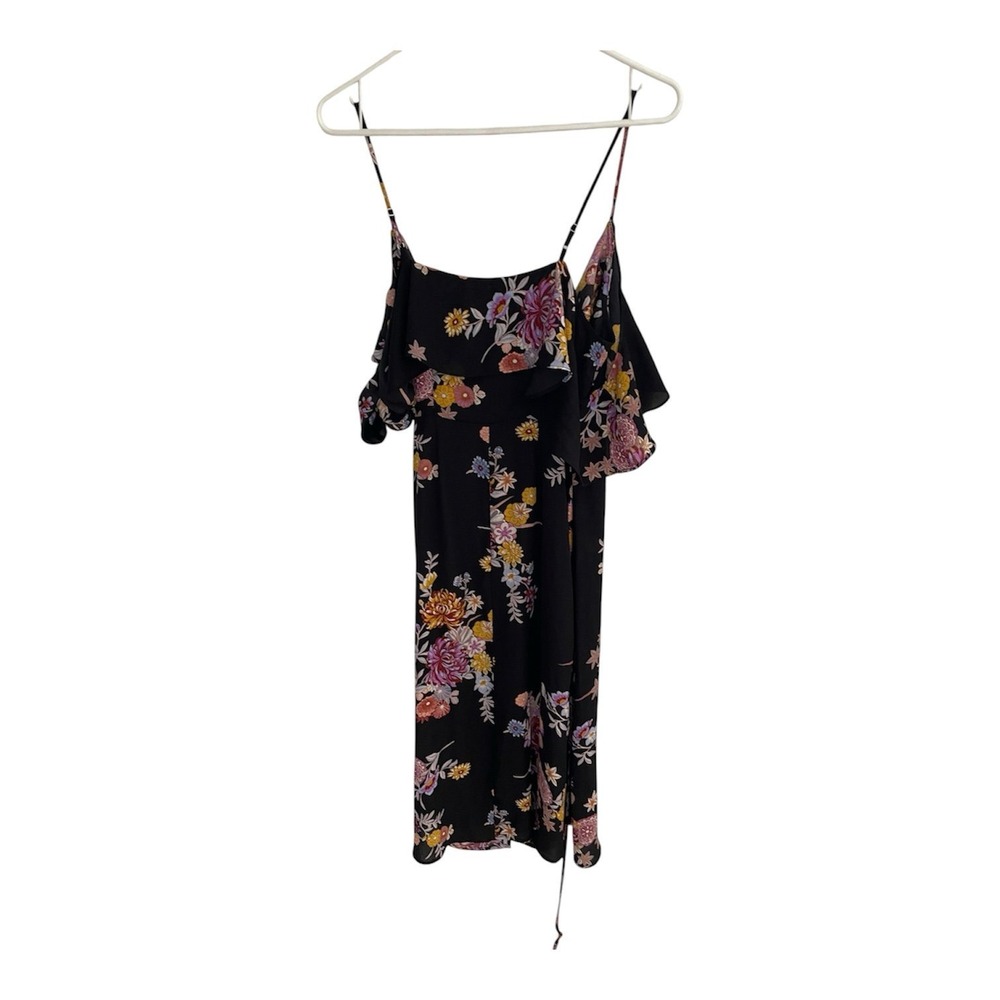 Forever 21 Contemporary Floral Wrap Midi Dress Black‎ Cold Shoulder Small - Picture 7 of 9